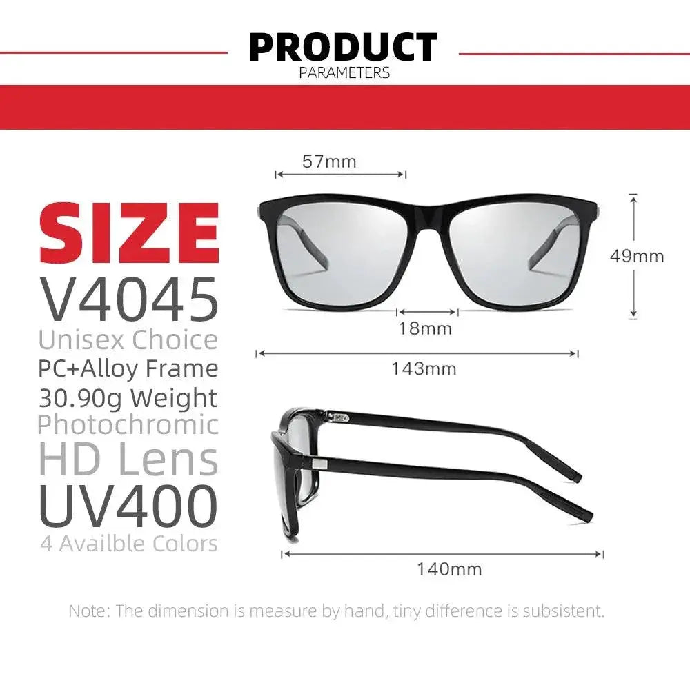 VIVIBEE Photochromic Polarized Square Sunglasses for Men