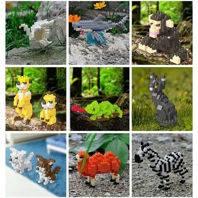 Kids Mini Building Blocks Animals 3D Model Educational Bag