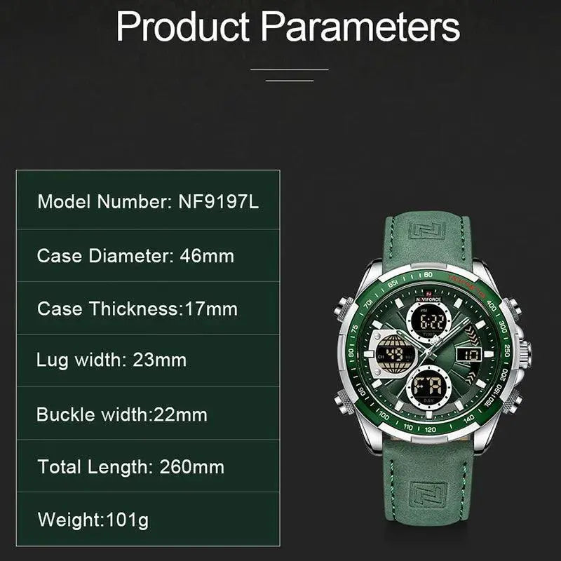 Naviforce Stylish LED Military Watch Men Elegant Timepiece