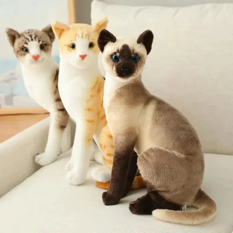 Siamese Cat Plush Toy Lifelike Doll Gift for Home Decor