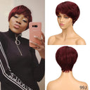 Highlighted Pixie Cut Brazilian Hair Wig Stylish Easy Wear