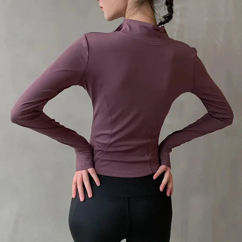 Women Long Sleeve Zip Sports Jacket For Fitness And Yoga