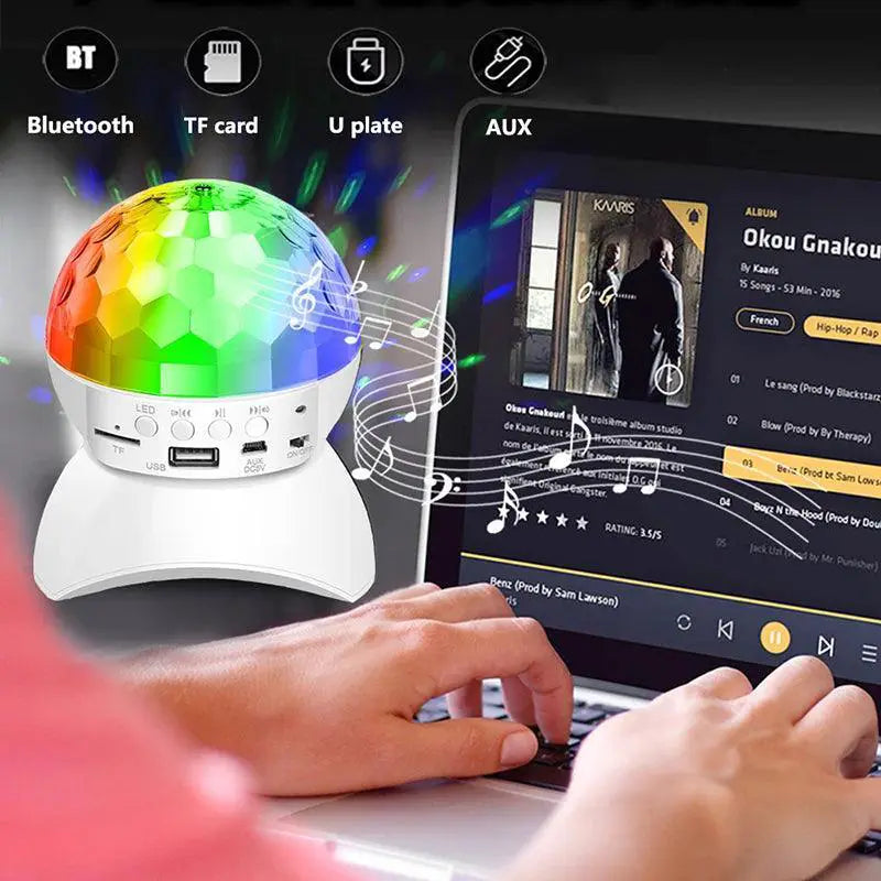 Bluetooth RGB Disco Ball Projector With Speaker For Parties