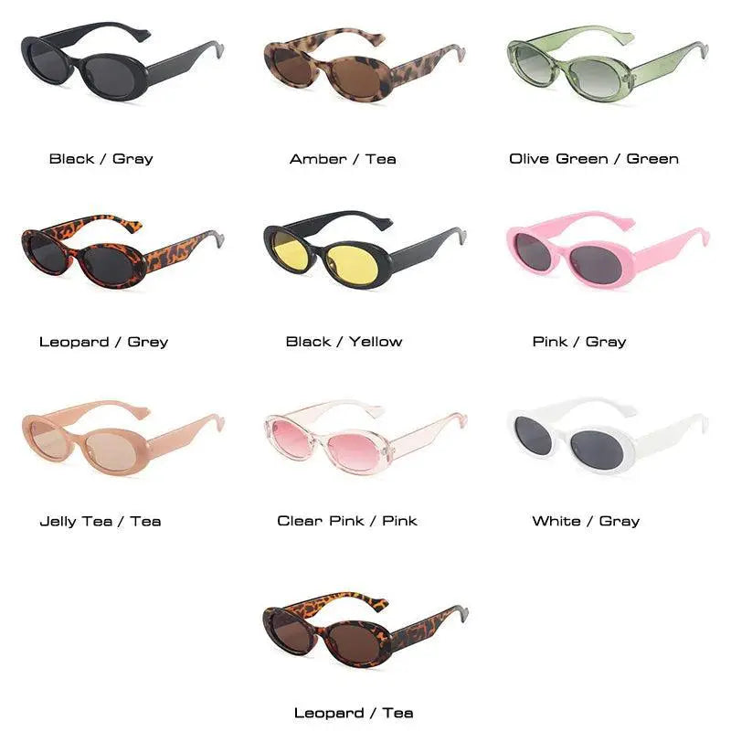Unisex Vintage Leopard Oval Sunglasses UV400 Protection