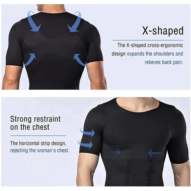 Mens Slimming Compression Undershirt for Tummy Control