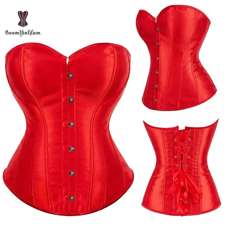 Satin Overbust Corset Shaper With G String Slimming Wear