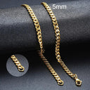 Cuban Chain Necklace: Stainless Steel Link Chain in Gold