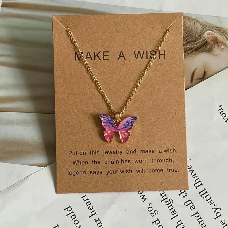Butterfly Pendant Necklace Cute Colorful Jewelry For Women