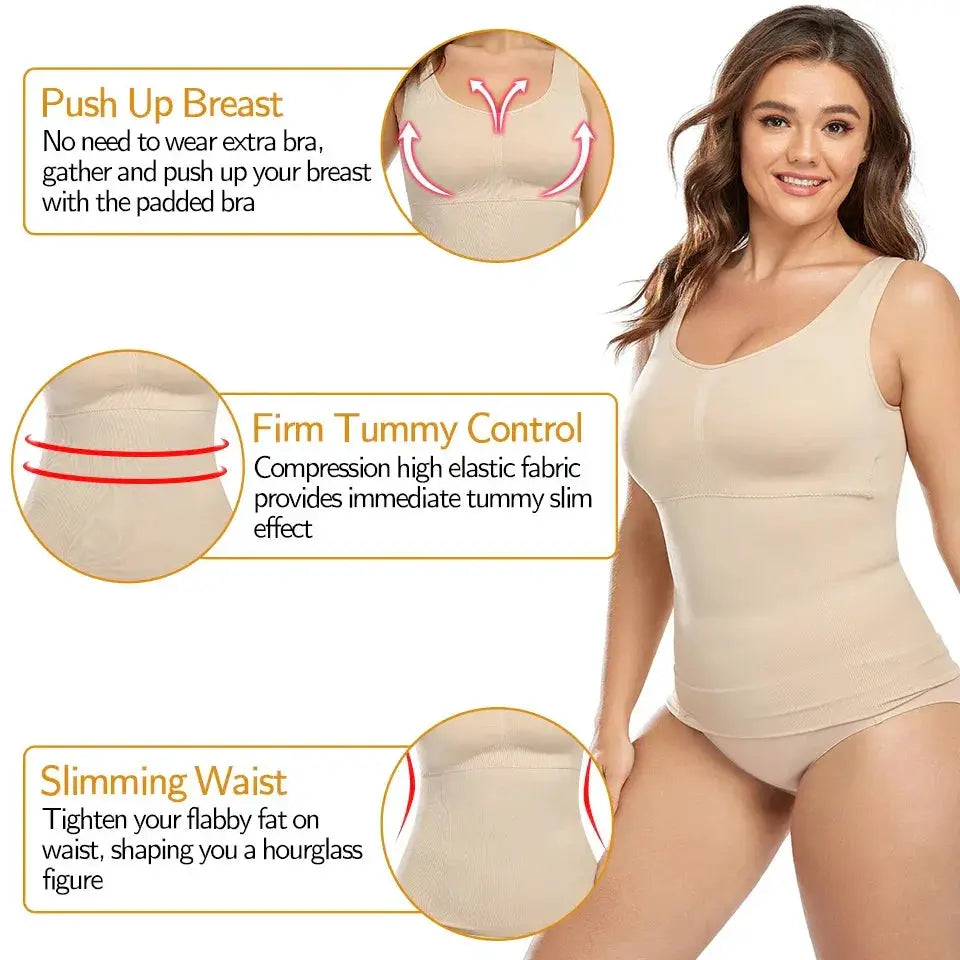 Plus Size Tummy Control Shapewear With Built In Bra