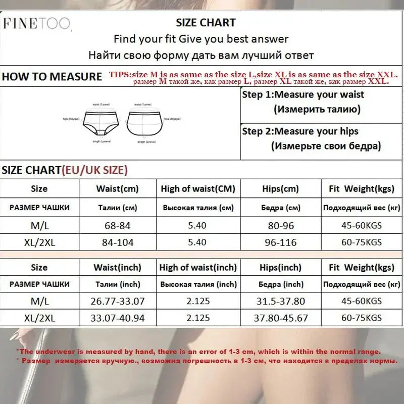 Finetoo Women High Waist Panties Big Size M To 2XL G String