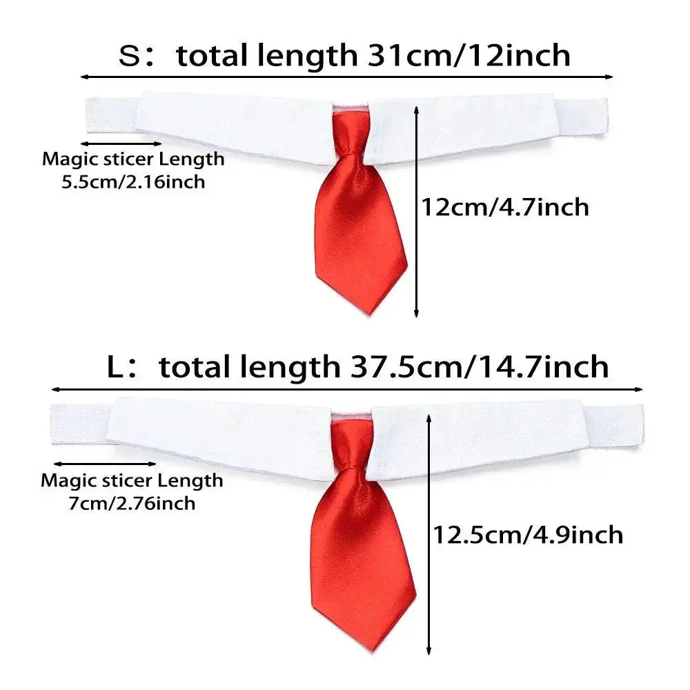 Adjustable Black Red Tuxedo Bow Tie Collar Set For Pets