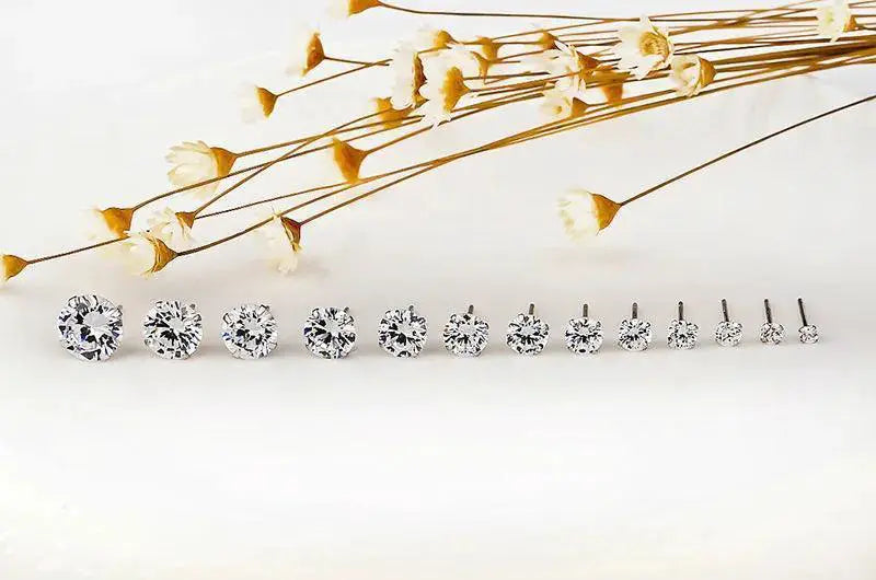 Sparkling Crystal Silver Stud Earrings Wedding Jewelry