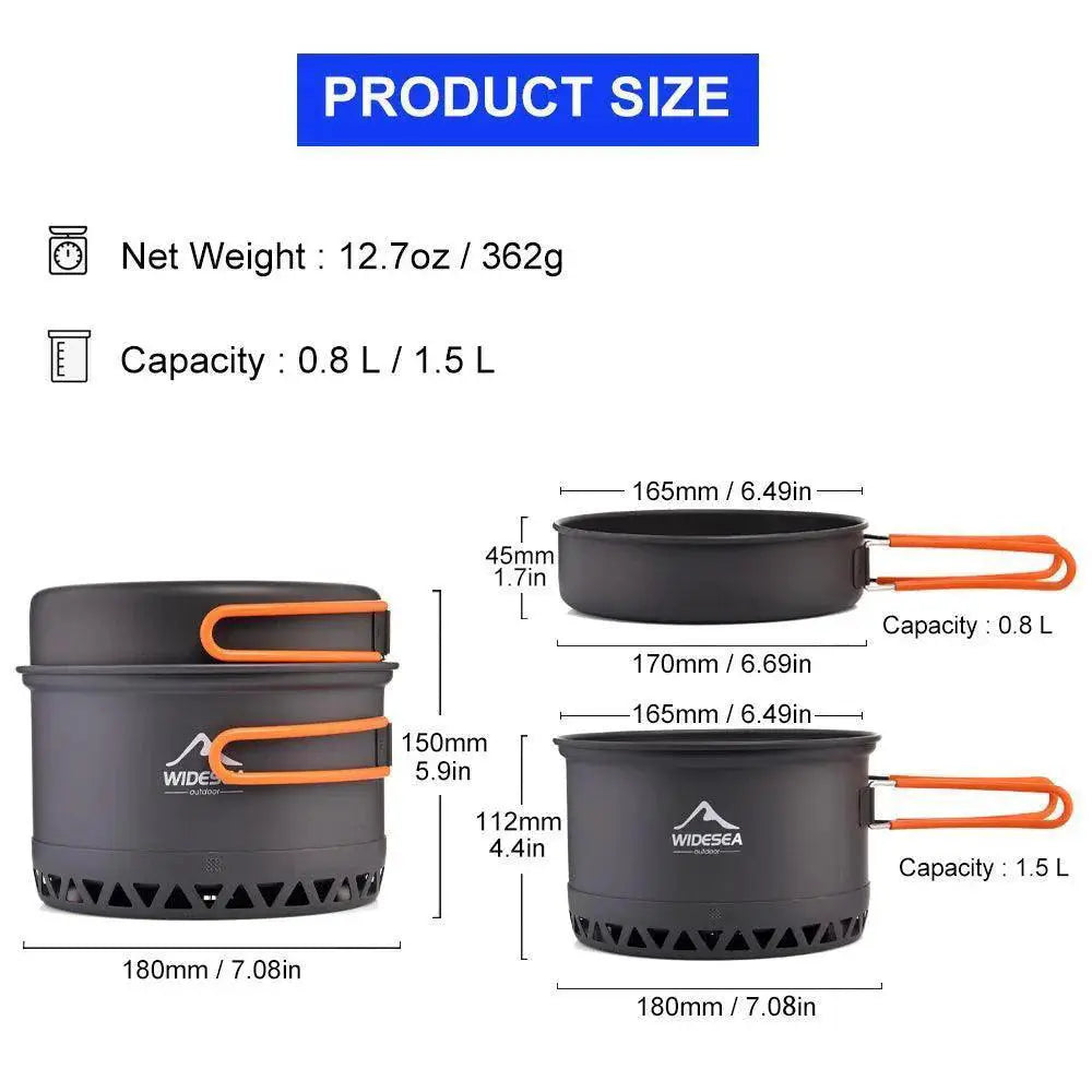1.3L & 2.3L Outdoor Camping Cookware Set Lightweight Gear - OurLum.com