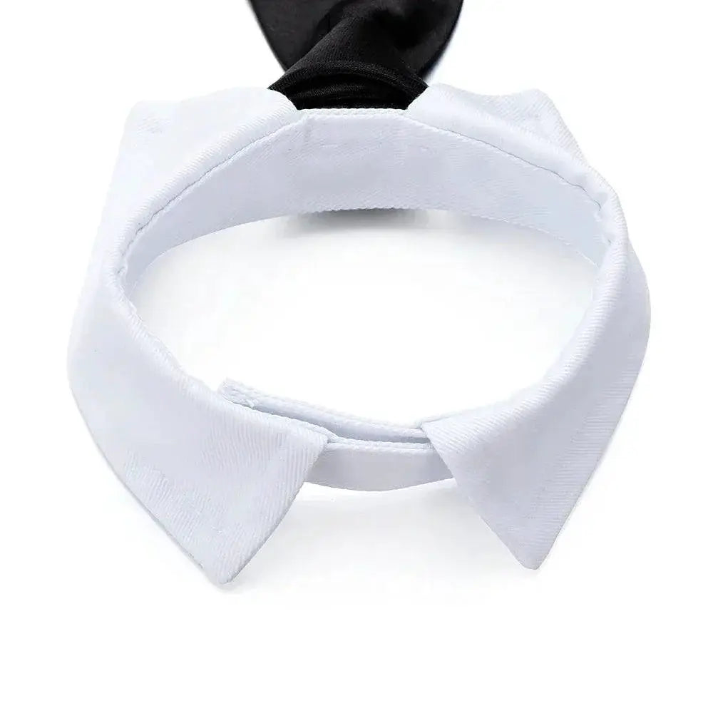 Adjustable Black Red Tuxedo Bow Tie Collar Set For Pets