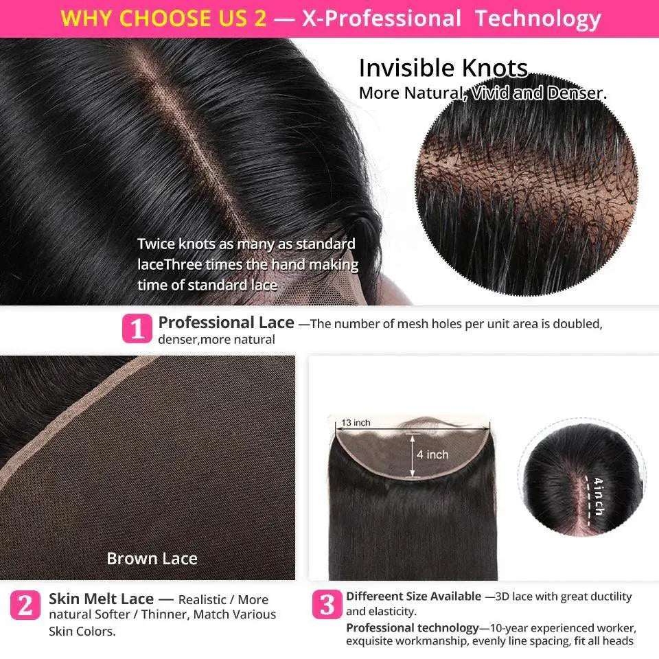 Premium Brazilian Straight Human Hair Bundle Lace Frontal