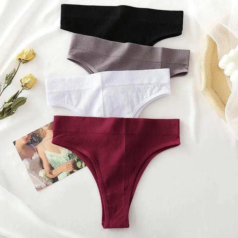 Cotton High-Waisted Thongs Seamless Comfort And Style Set
