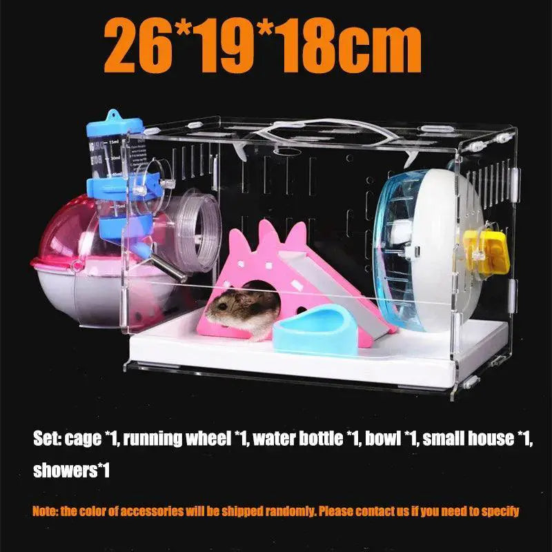 Acrylic Hamster Cage With Villa And Pipes Spacious Living