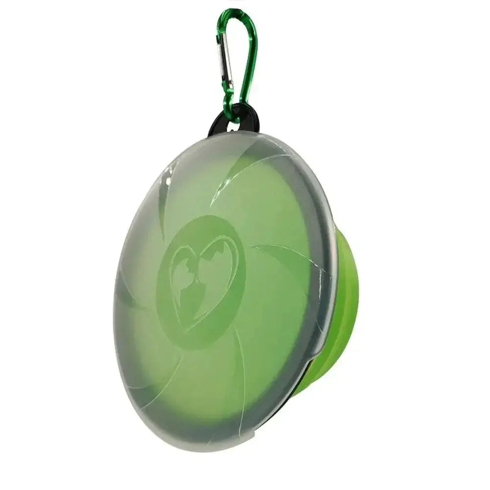Collapsible Silicone Travel Dog Bowl With Lid And Carabiner