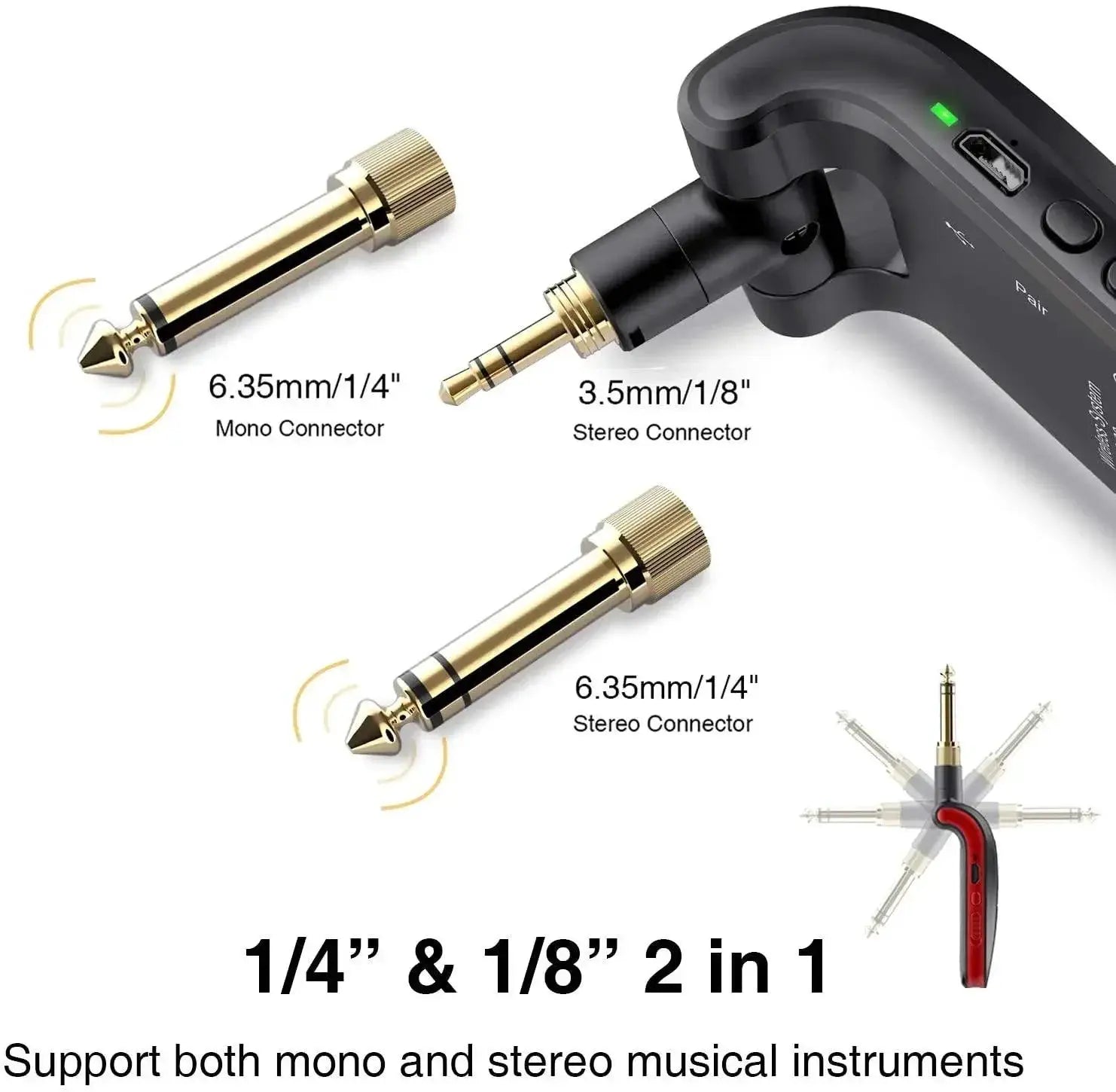 Lekato WS60 Wireless Guitar Transmitter 2 In 1 Receiver