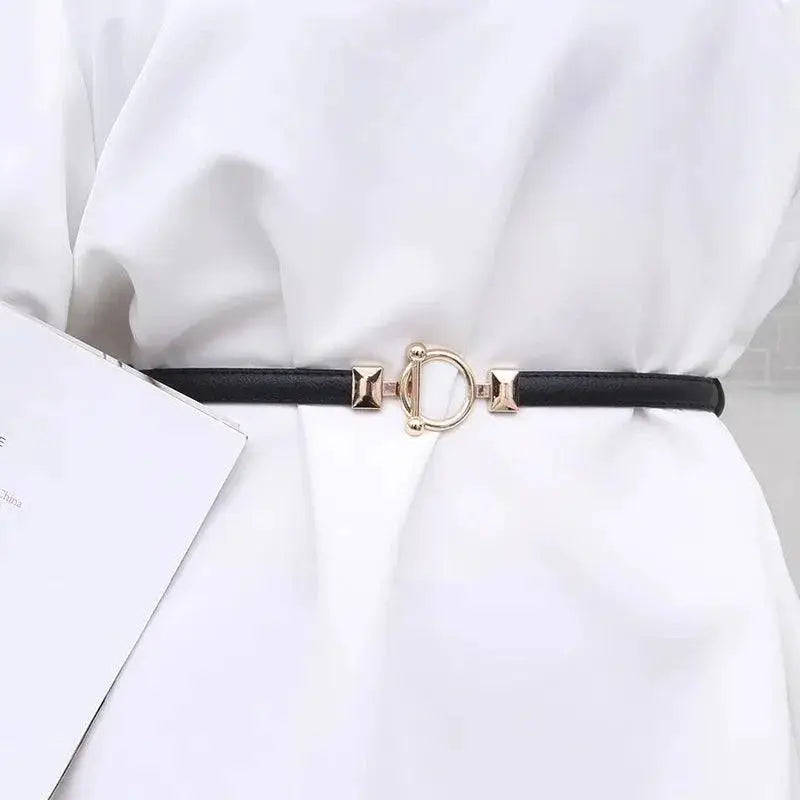 Adjustable Gold Buckle Waist Belt Skinny Accessory For Women