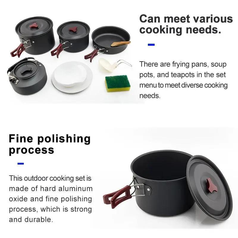 Lightweight Aluminum Camping Cookware Set For Outdoor Use