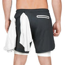 Summer Running Shorts Men 2 in 1 Quick Dry Gym Shorts