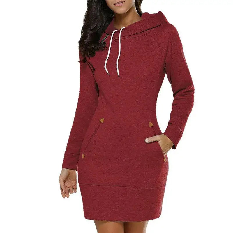 Women's Hooded Sweatshirt Dress For Sporty Outings