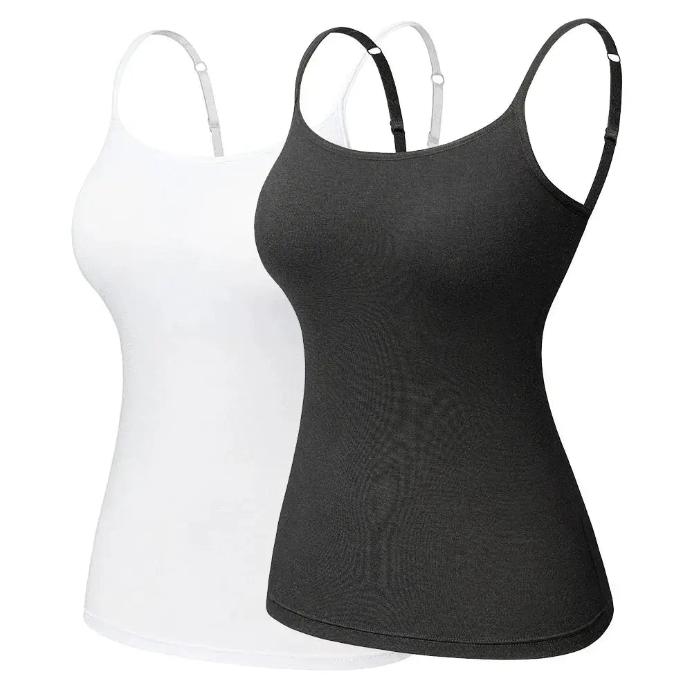 Adjustable Cotton Cami With Shelf Bra Womens Tank Top