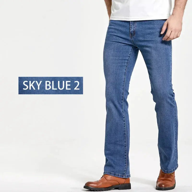 Mens Boot Cut Jeans Slim Fit Denim Pants Slightly Flared