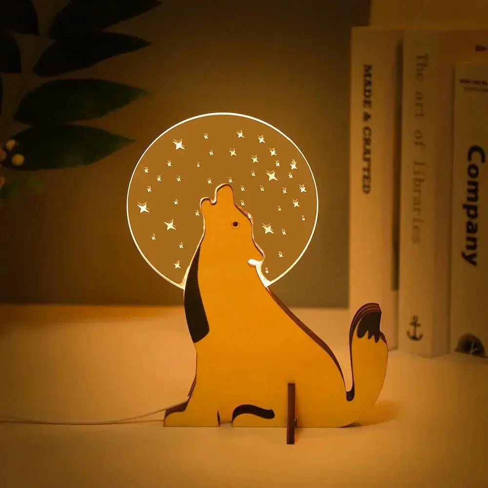 Animals LED Night Light Wood Acrylic USB Lamp For Kids