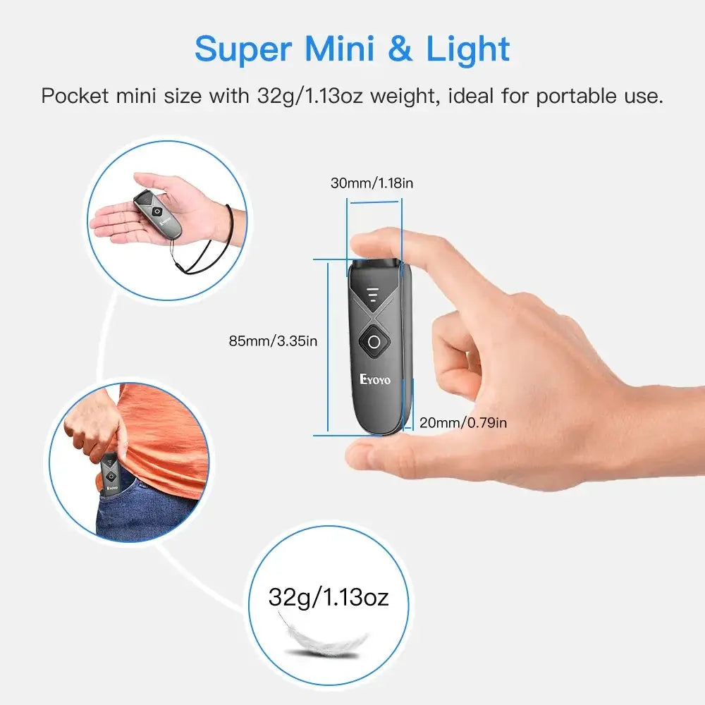 Eyoyo Mini 2D USB Wired Bluetooth Barcode Scanner