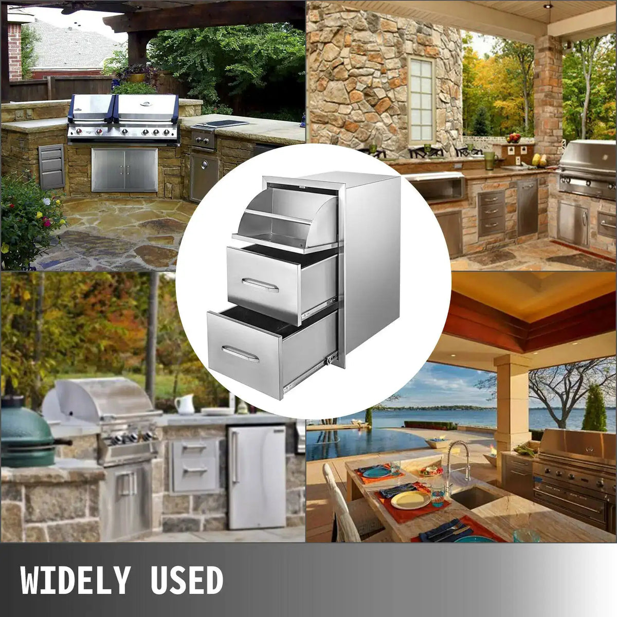 SucceBuy Stainless Steel Outdoor Kitchen Drawers W/ Handle Large — product view 2