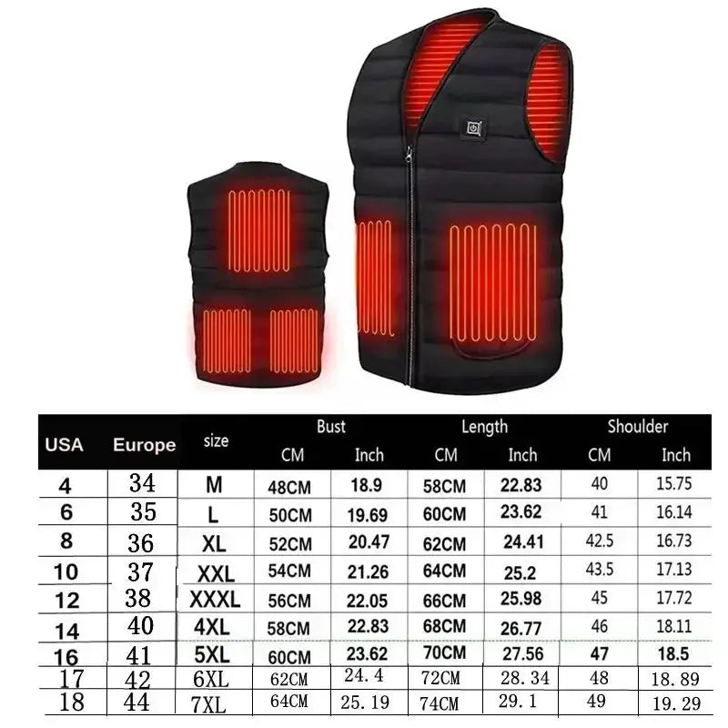 Men Autumn Winter Smart Heating Cotton Vest M7XL Thermal