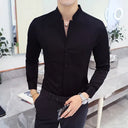 Black Male Stretch Long Sleeve Shirts High Quality Business Shirt