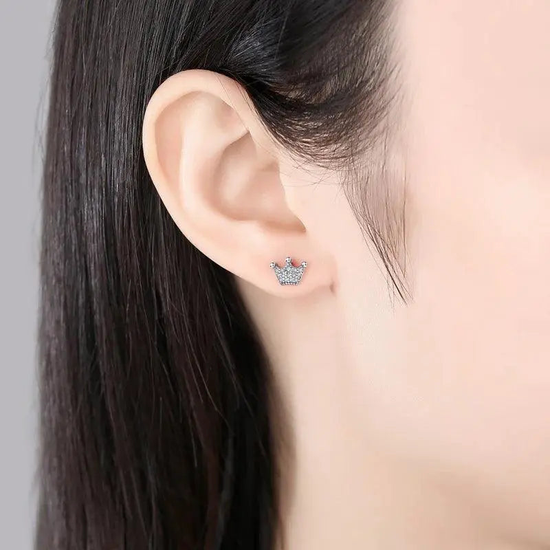 Sterling Silver Crystal Stud Earrings Rose Gold Heart Bee