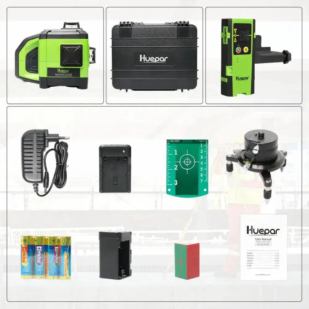 Huepar 3x360 Electronic Laser Level 130Ft Green Beam DT03CG