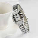 Elegant Square Women's Steel Band Quartz Watch Silver Timepiece