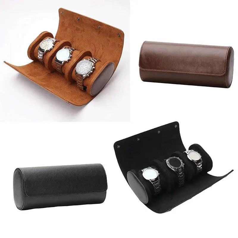 Vintage Leather Watch Roll Travel Case for Watches