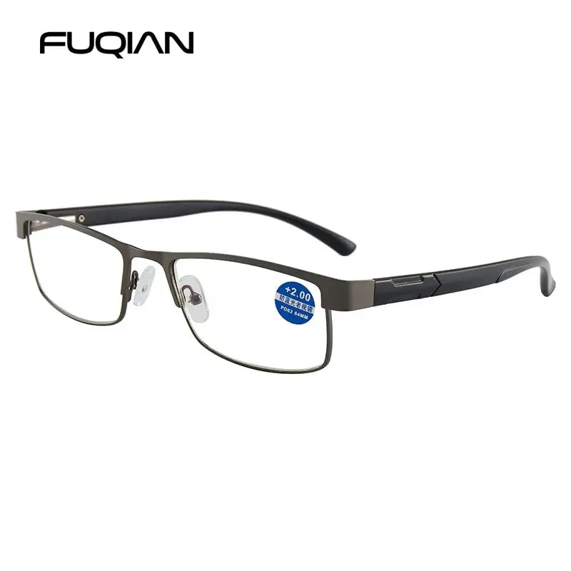 Stainless Steel Reading Glasses Men Business Presbyopic Glasses Male Anti Blue Light Eyeglasses +1.0 1.5 2.0 2.5 3 3.5 4.0