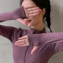 Breathable Womens Zip Sports Jacket Yoga