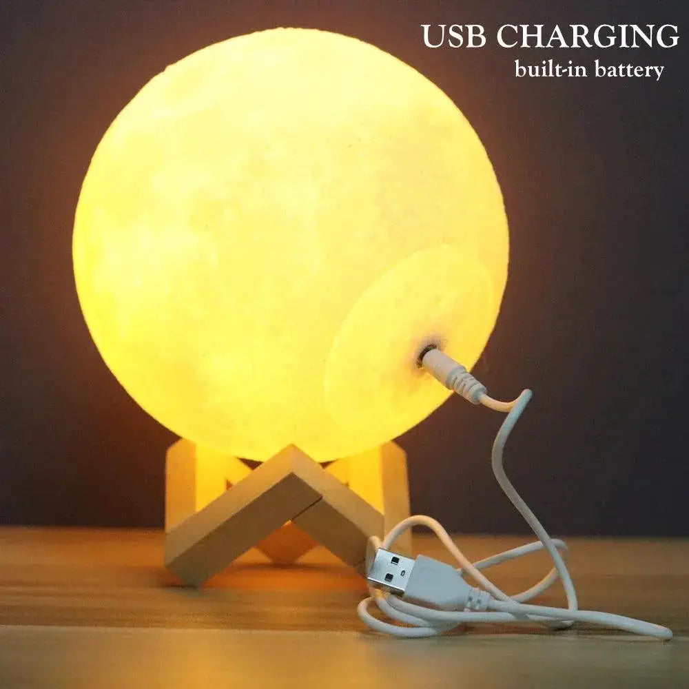 Rechargeable Dimmable 3D Moon LED Night Light Decor