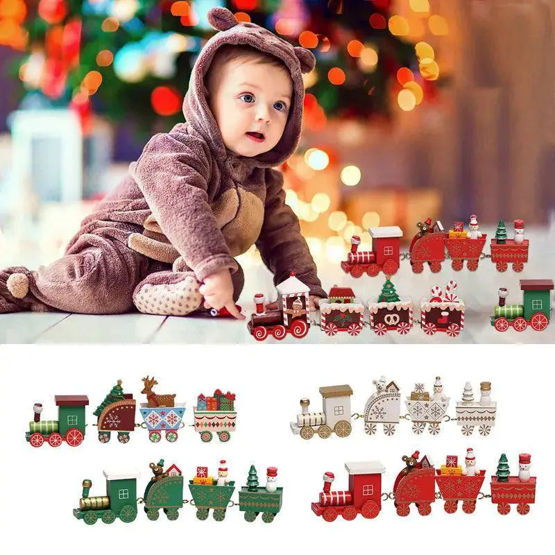 Charming Wooden And Plastic Christmas Train Ornament