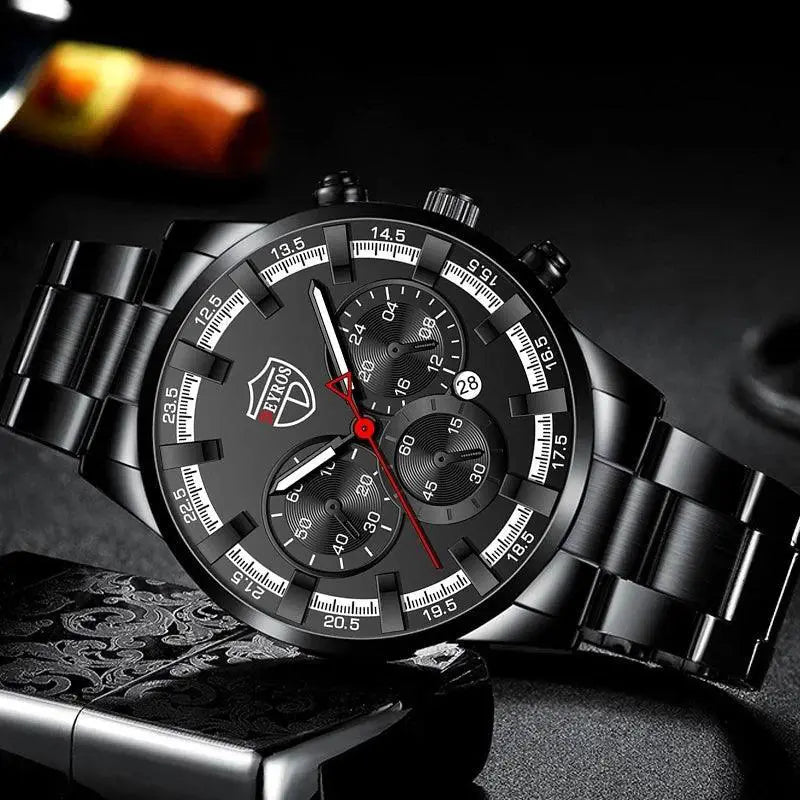 Stainless Steel Calendar Quartz Watch with Luminous Hands