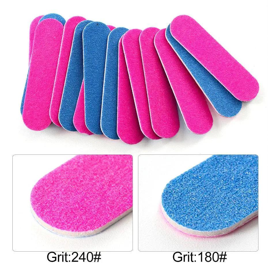 Professional Double Sided Nail File Set In Pink Blue Colors