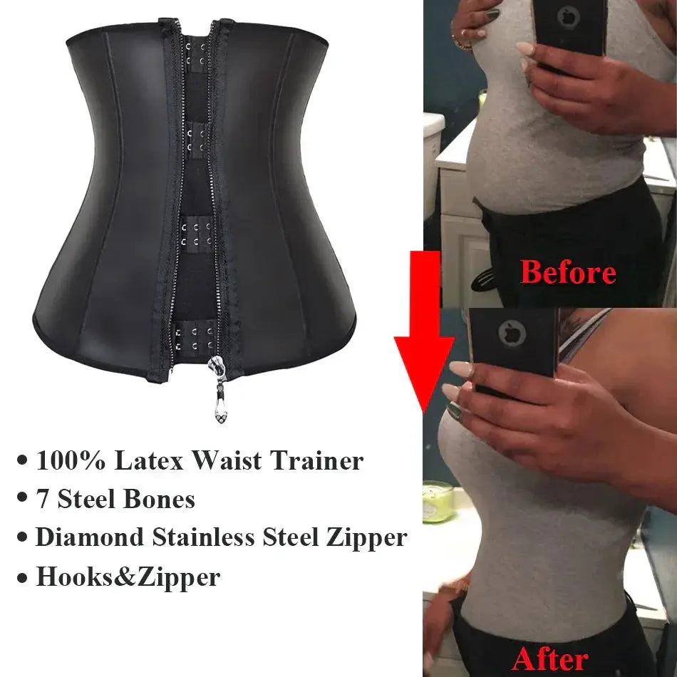 Zippered Latex Waist Trainer Corset For Women Slimming