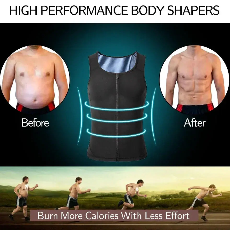 Men Sauna Sweat Vest Waist Trainer Compression Shirt