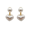 Heart Pearl Earrings Elegant Feminine Jewelry Chic Look