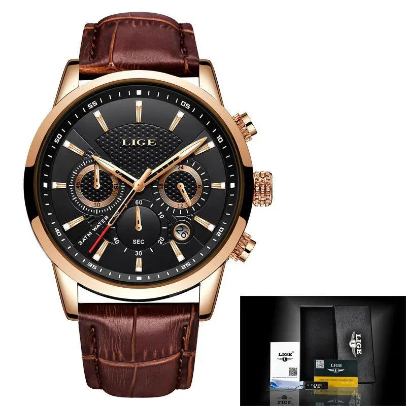 Chronograph Leather Watch for Men Quartz — product view