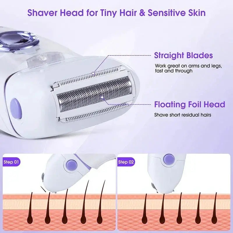 3in1 Women Epilator Hair Removal Shaver for Smooth Skin