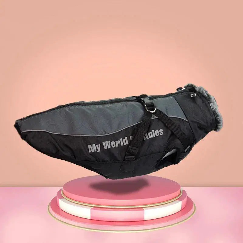 Waterproof Dog Vest Jacket With Fur Collar For Large Breeds